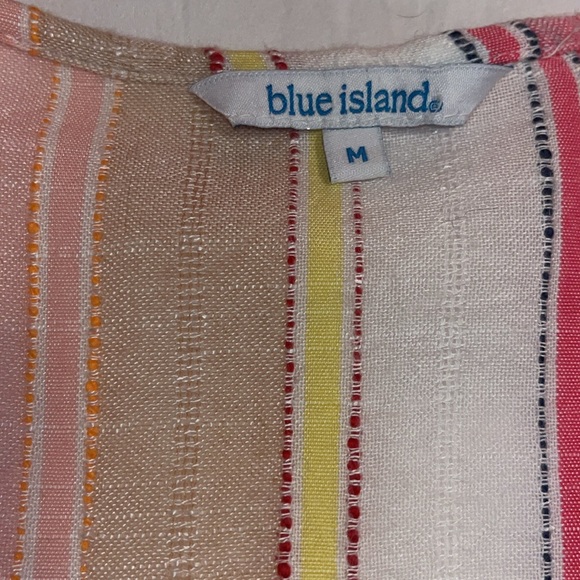 EUC! Blue Island size M multi-color stripe beach kimono w/tassels. - Picture 2 of 4